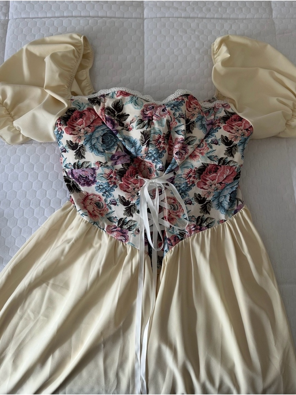 Cottagecore Floral Corset Puff Sleeve Midi Dress 2XL#prairie#coquette#plussize - Picture 6 of 8